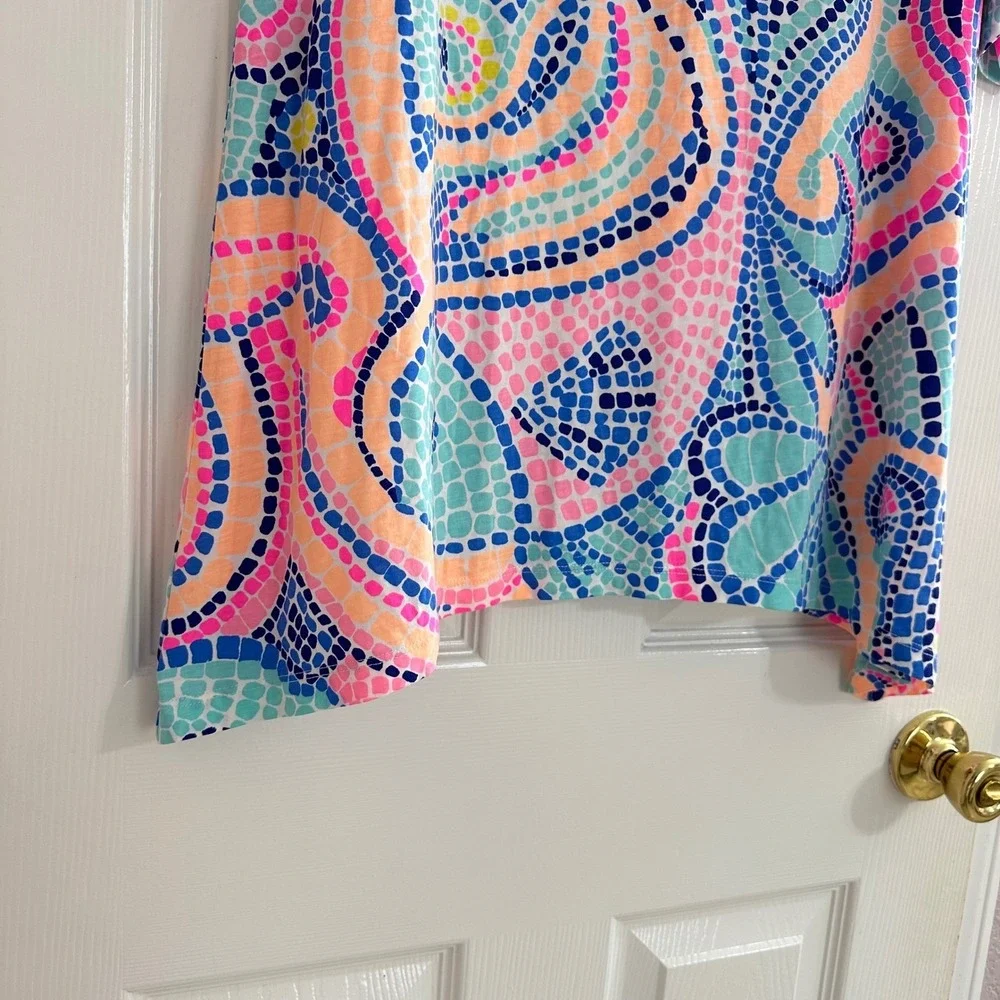 Lilly Pulitzer Edna Swing Dress 3/4 Sleeve Colorful Vacation Sea Pima Cotton XS - Picture 7 of 7